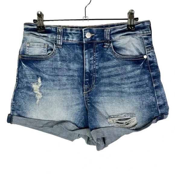 PacSun Kendall & Kylie The Icon Medium Blue Wash Distressed Denim Shorts 28 - Picture 1 of 3